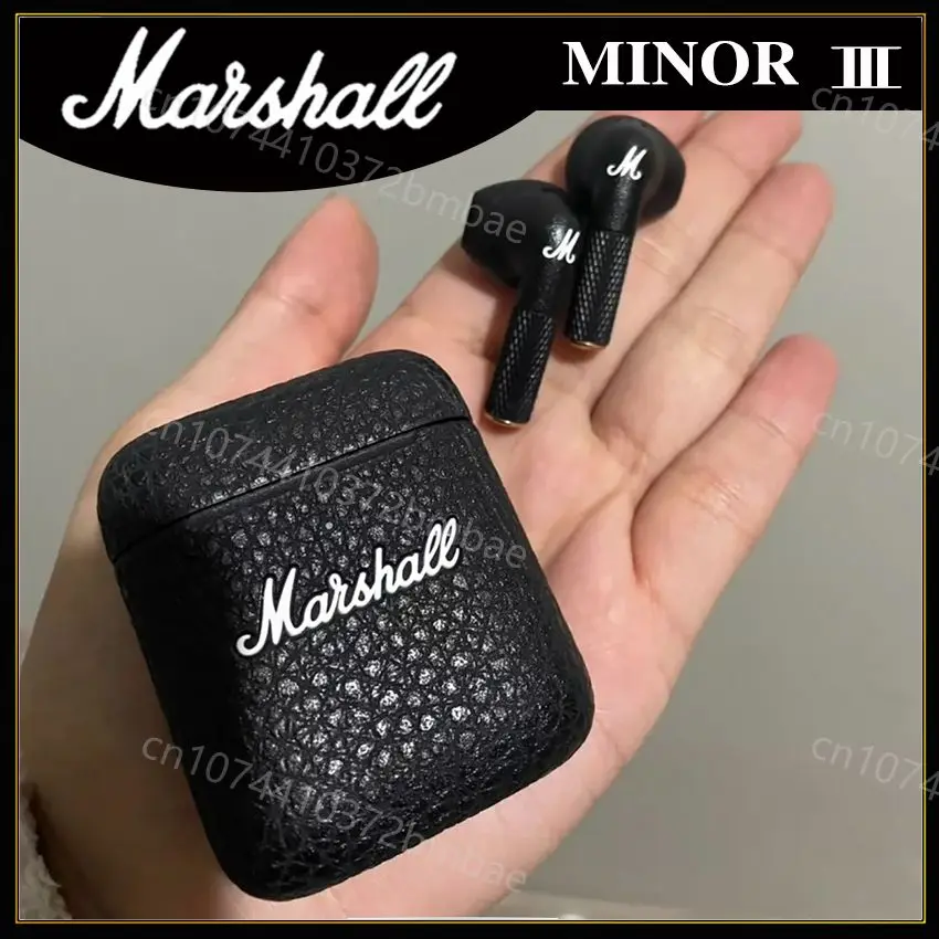 Marshall MINOR III 휴대용 무선 헤드폰, HIFI 사운드 블루투스 이어폰, 충전 케이스 포함, 스포츠 세미 인이어 헤드폰