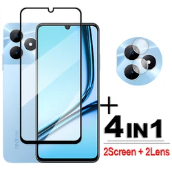 4in1 For Realme Note 50 Glass For Realme Note 50 Tempered Glass 2.5D Full Cover Screen Protector For Realme Note 50 Lens Film