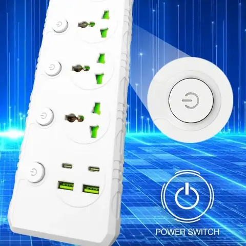 EU UK-kontakt PD 20W Tyskland-uttag 9-i-1-eluttag med 2 USB-snabbladdning 2 typ-C-portar 10A nätadaptrar för reseladdning 8 best sales Plug UK - №7