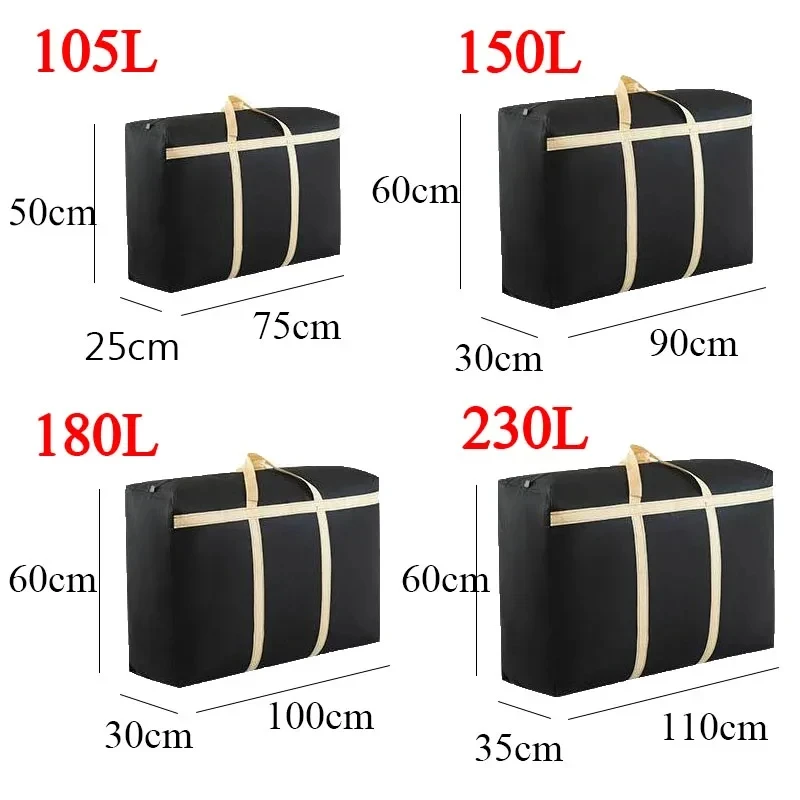 Large Capacity Clothes Storage Bags Moving Luggage Oxford Cloth Moving Tote Bag Bidirectional Zipper Closet Organizer