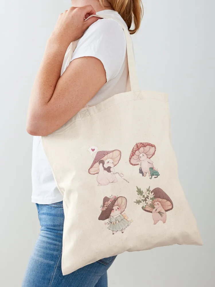 

Four Vibrant Mushrooms Friends Tote Bag tote bag screen tote bag men Shopping bags eco folding