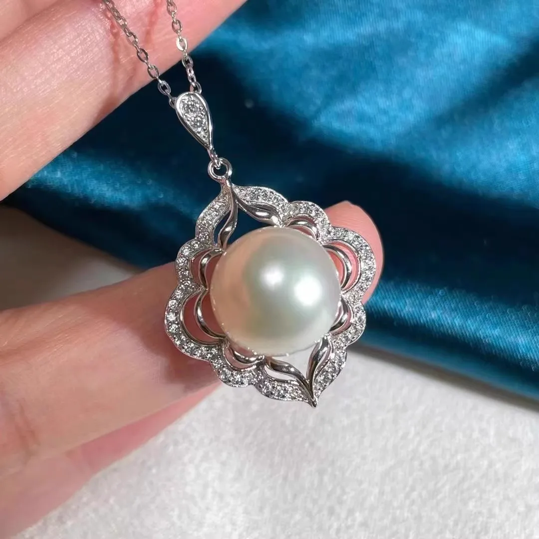 

Новый огромный кулон из натурального круглого белого жемчуга Южных морей AAA 11-12 мм, серебро 925 пробы