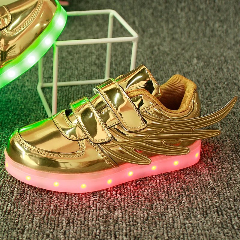 JawayKids-zapatillas de deporte brillantes con carga usb para niño y niña, zapatos luminosos con alas led para correr, a la moda