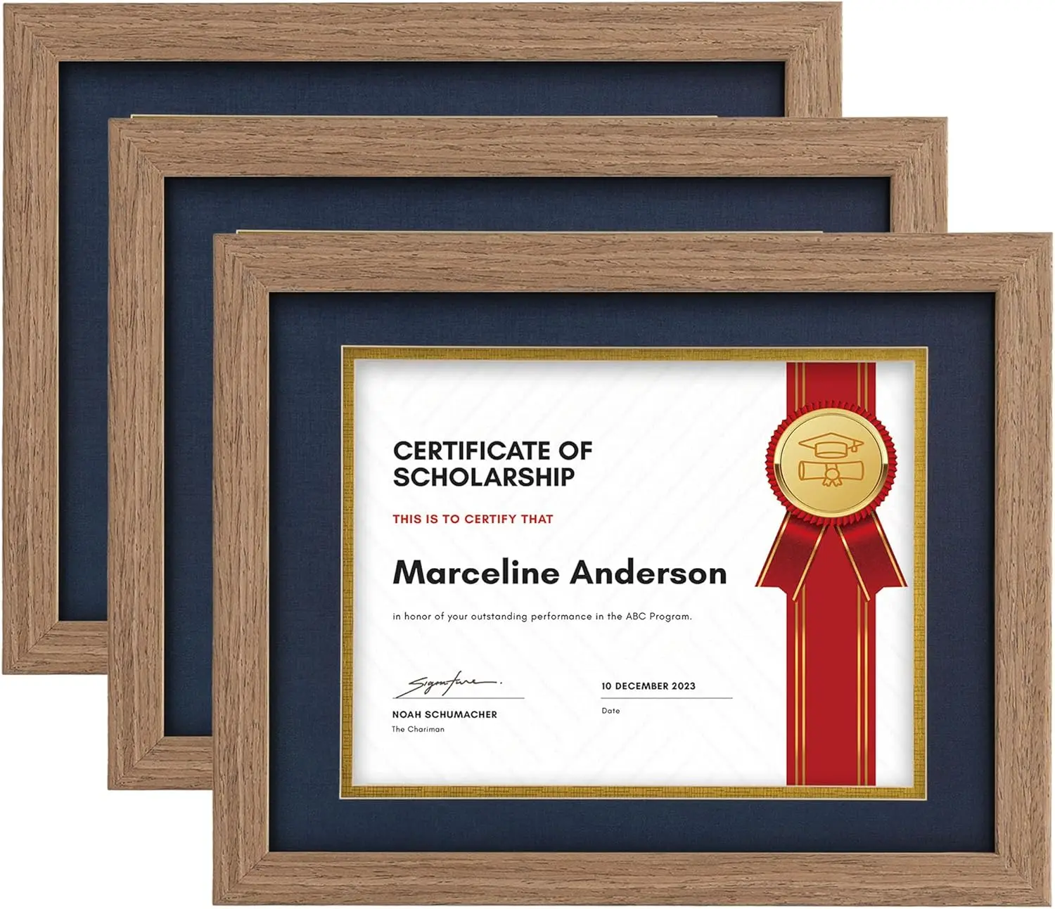 

11X14 Diploma Frame, 8.5X11 In (Us Letter) Under Mat Certificate Document, Bla Walnut Wood Texutre Grain, Display Degree Or