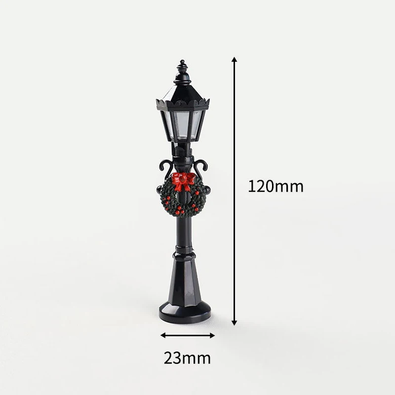 1/2 قطعة دمية ضوء الشارع الصغير نموذج محاكاة إكليل عيد الميلاد مصباح الشارع المشهد الصغير مصباح الشارع الصغير ديكور لعبة طفل #6