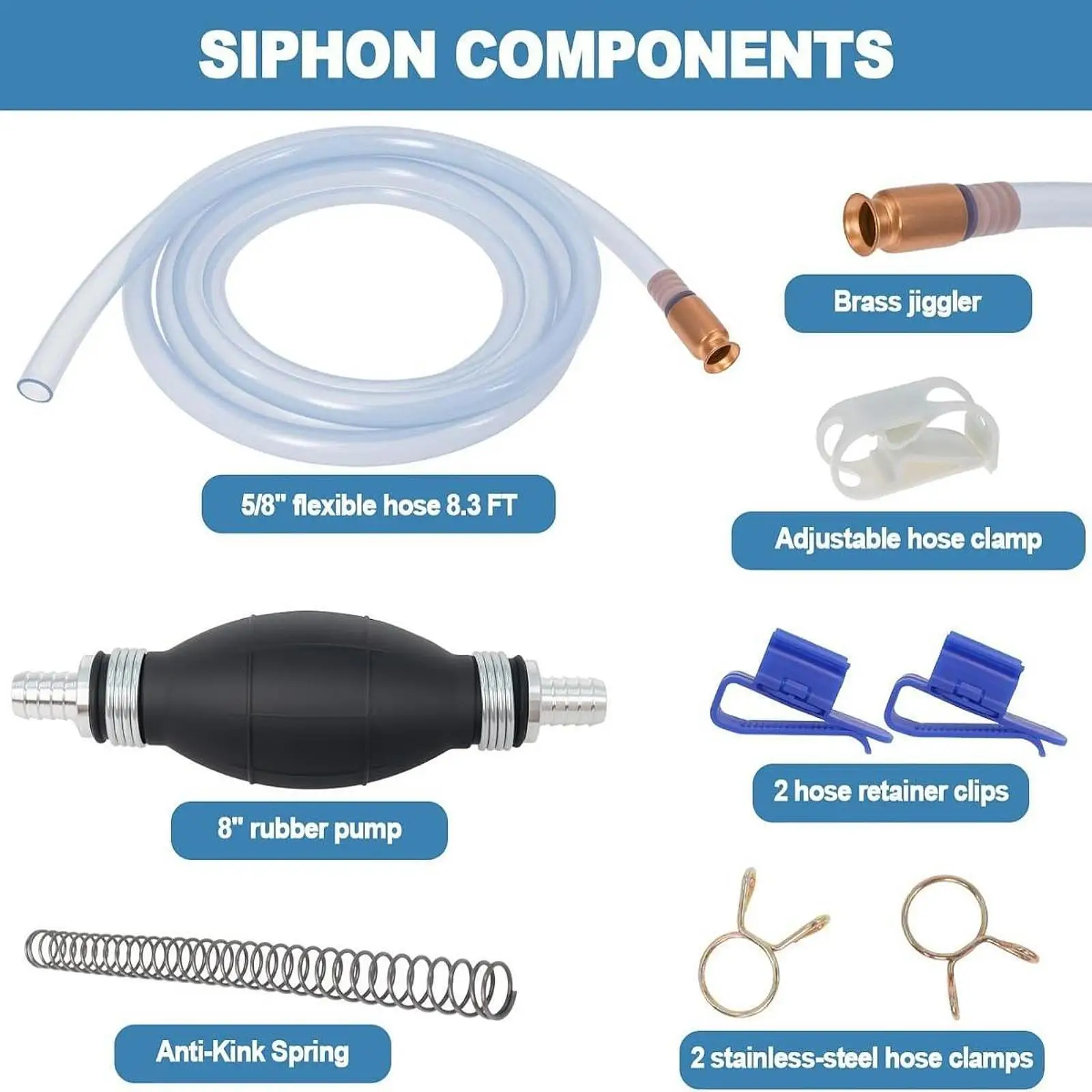 

Manual Liquid Transfer Siphon Pump Extended Hose Kit Automotive Engine Oil Fluid Extraction for Vehicle