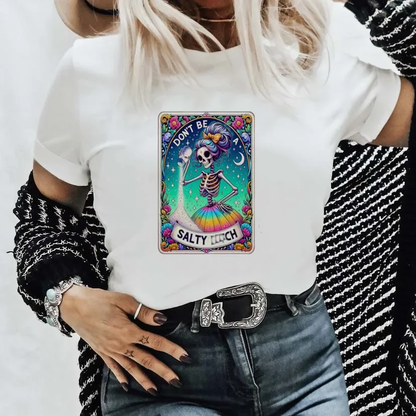 

Don't Be A Salty Funny Tarot Card Tshirts Printed Fashion Casual Tee 90s Short Sleeve Graphic T Top Clothing Printing T-Shirt