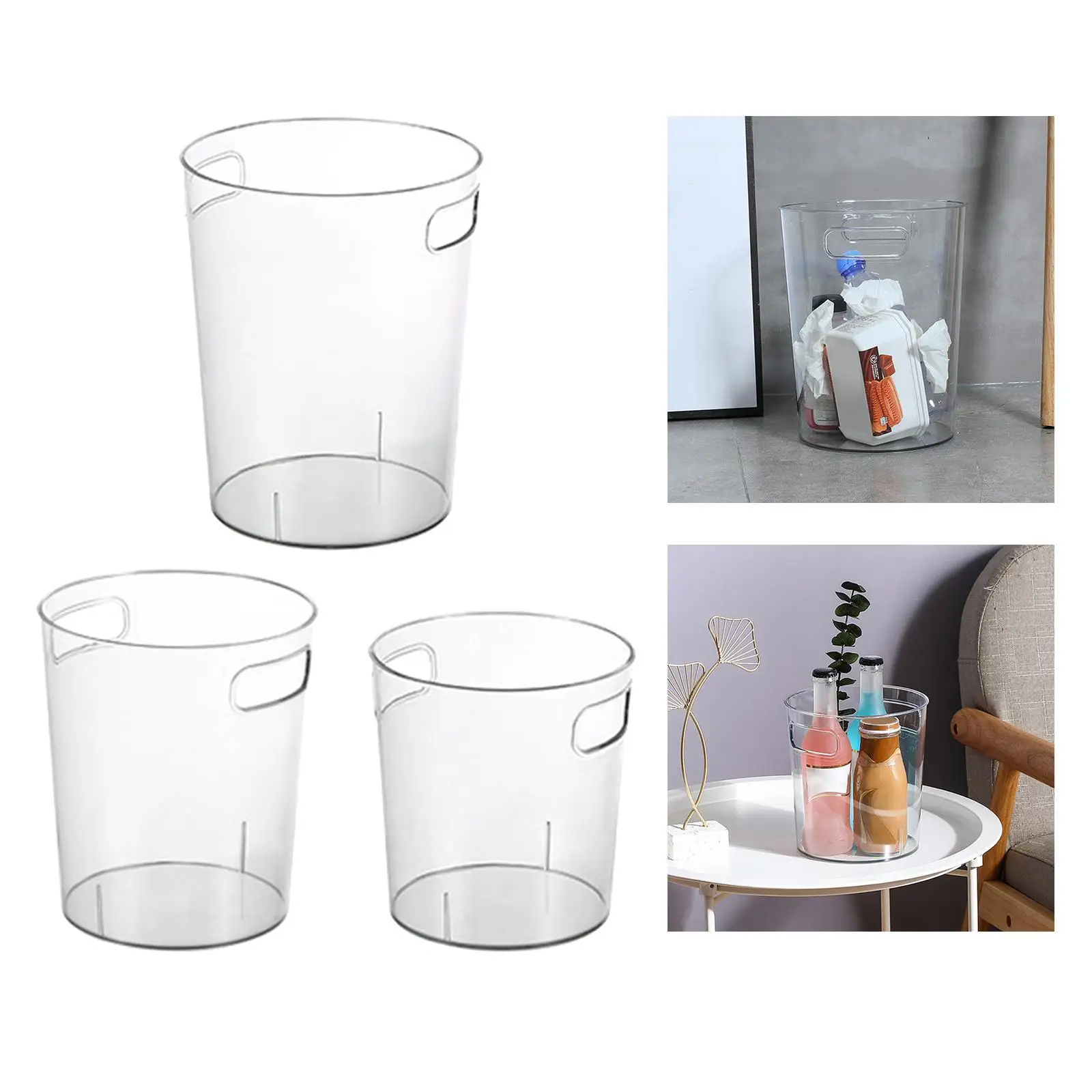 

Small Transparent Trash Can Garbage Bin Kitchen Office Dorm children room