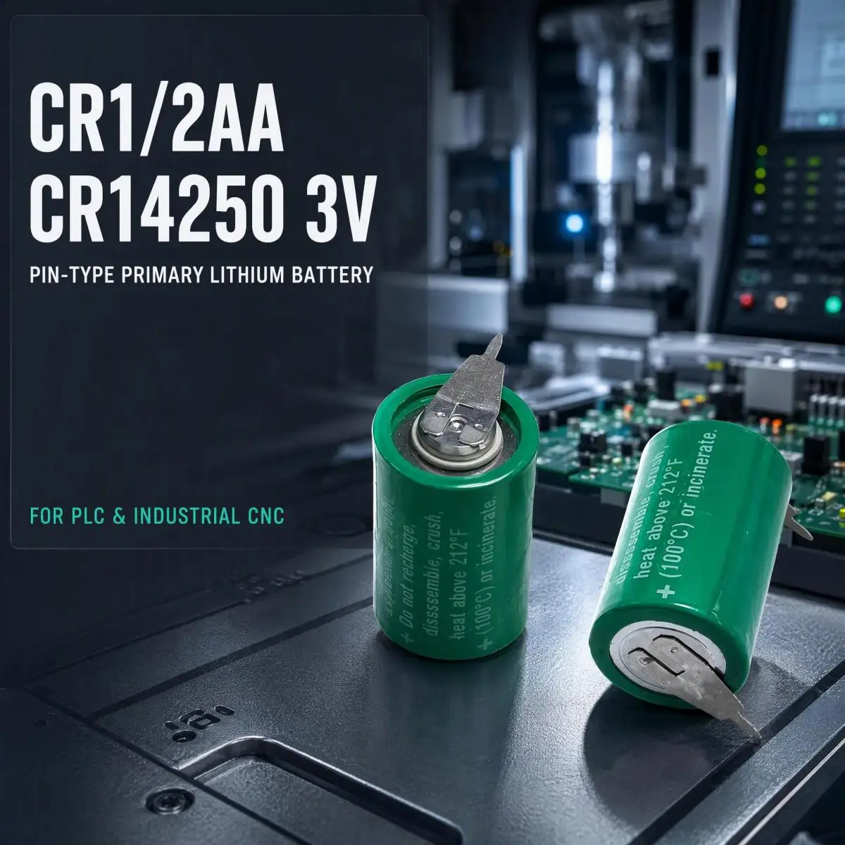 Compatible with VARTA CR1/2AA CR14250 3V Pin-Type Primary Lithium Battery for PLC Board Industrial CNC