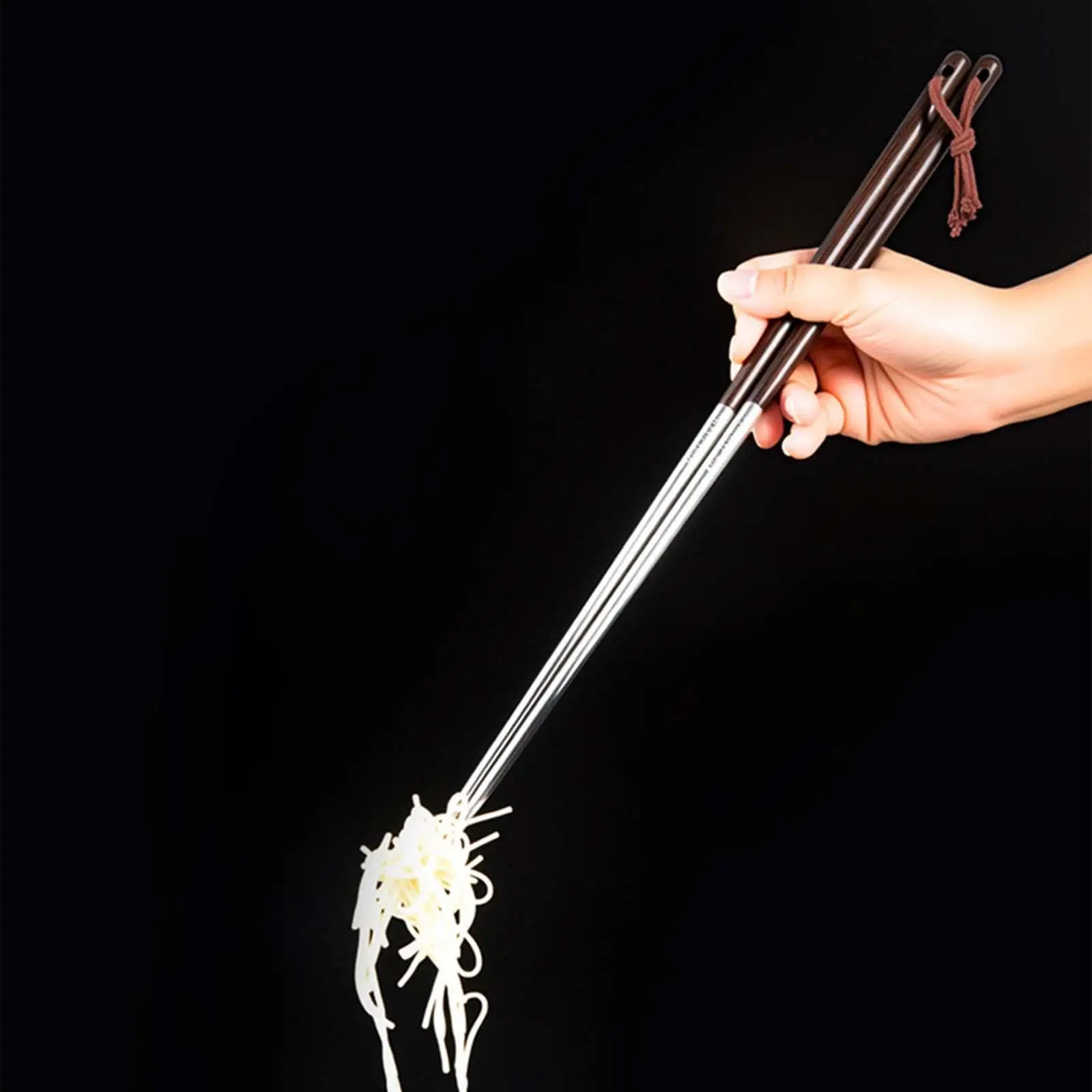 1 زوج عيدان الطبخ مع مقبض خشبي مكافحة السمط عدم الانزلاق طويلة للقلي العميق في ووك للمطعم المطبخ المنزلي