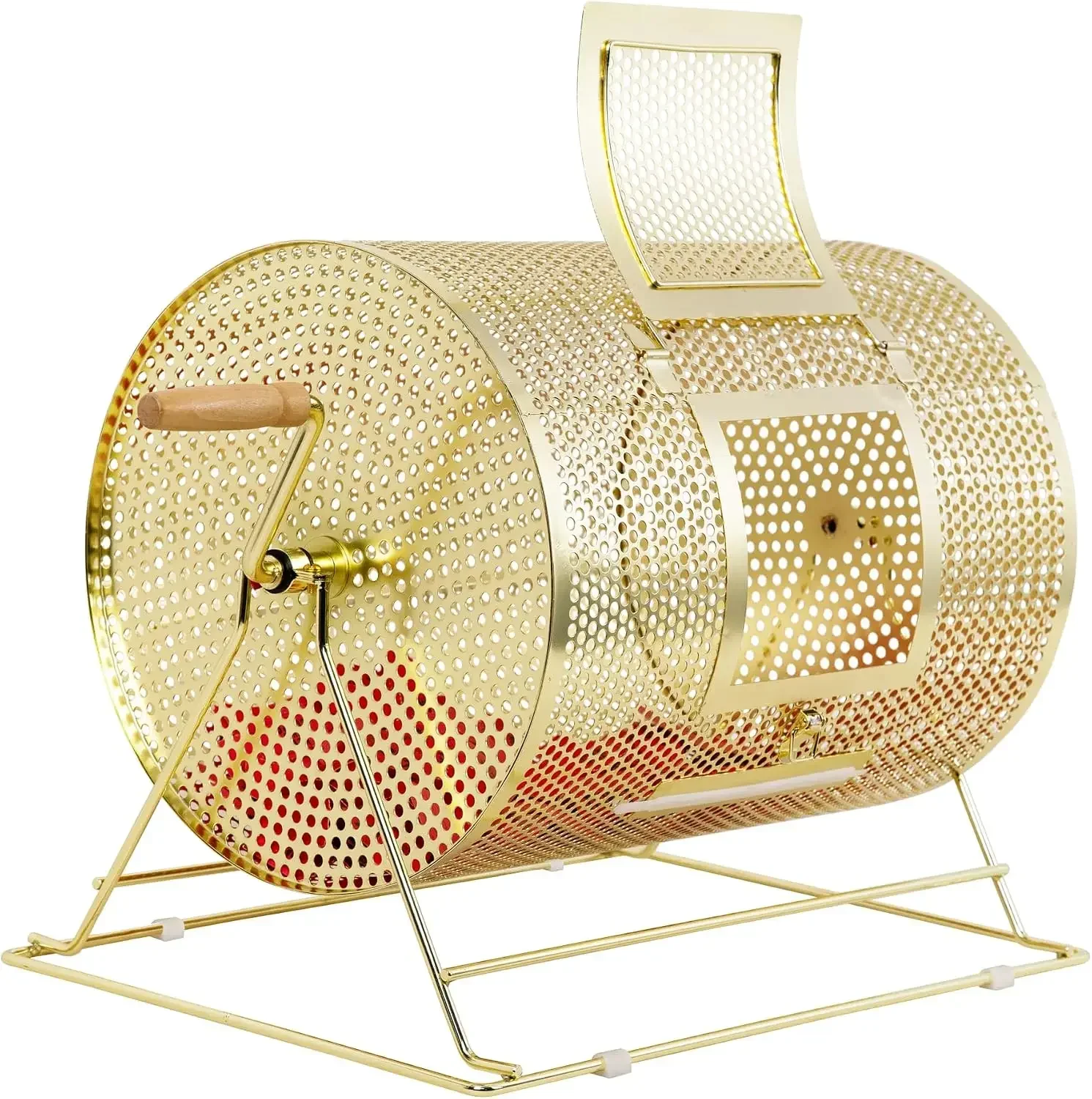 GSE Games & Sports Expert Brass Raffle Ticket Drum, Gold Spinning Raffle Cage, Lottery Drawing Box for Raffles, Giveaways, Fundr