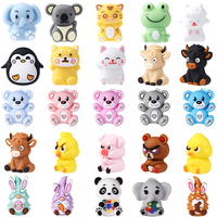 5/10/20PCS 3D Silicone Beads Cartoon Animals 3D Bear Focal Beads For Jewelry Keychains Car Hanging Decor Supplies