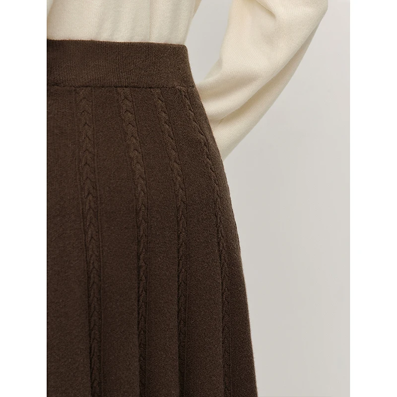 INMAN 2024 Autumn winter drape twist knitted women's skirts rabbit fleece core-yarn thin A-line skirt