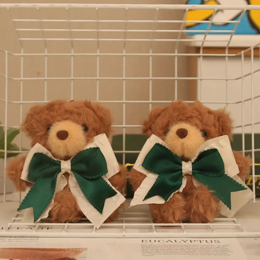 Criativo pp algodão bowknot urso brinquedo de pelúcia fofo macio pequeno urso chaveiro confortável ins urso saco pingente decoração para casa