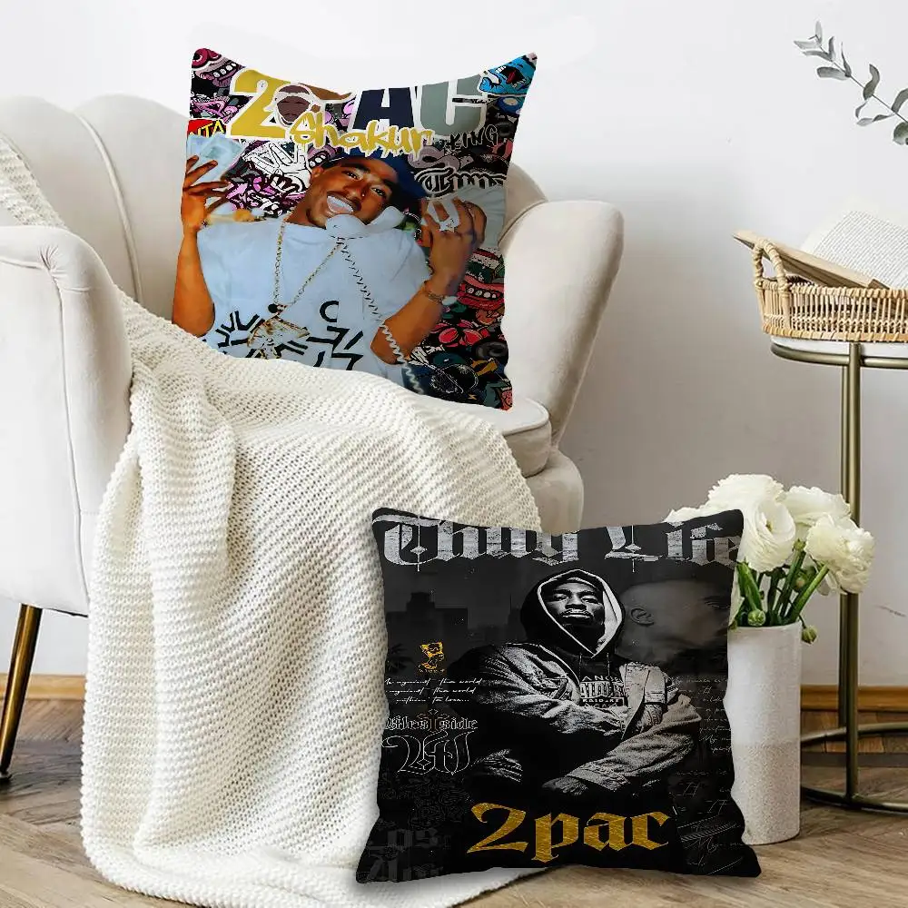 Hip Hop Singer 2-2Pac-MT Tupac Shakur  Cushion Cover Polyester Sofa Cushions Decorative Throw Pillows Home Pillowcover