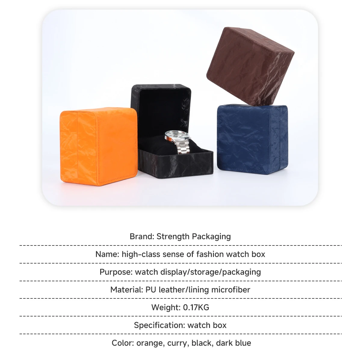 Scatola porta orologi Vetrina singola per orologio in pelle PU Porta orologio da polso Organizzatore per orologi da viaggio con cuscino per regalo da uomo