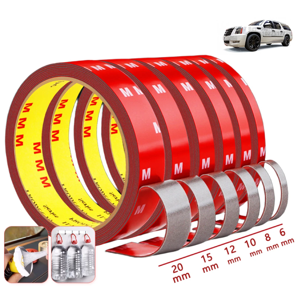 شريط لاصق مزدوج الجوانب 3 أمتار قوي للغاية سمك 0.8 مم لزوجة عالية خاص للسيارات تثبيت بدون بقايا سهل الإزالة مثالي للديكور الإصلاح إكسسوارات السيارات المنزل المكتب متين مقاوم عملي لجميع الاستخدامات