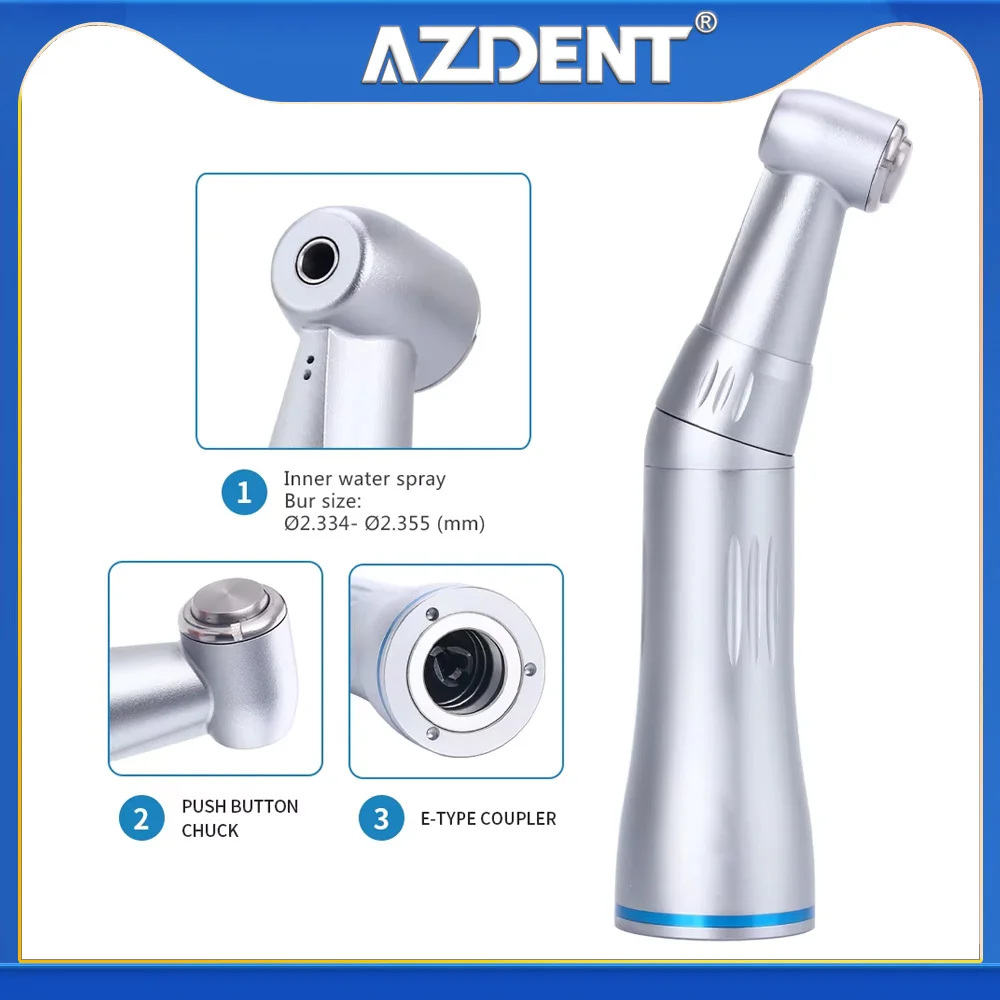 Azdent Dental Low Speed Contra Angle Handpiece Push Button Inner Water Spray Channel Bur Rozmiar: Φ2.334-Φ2.355 (mm)