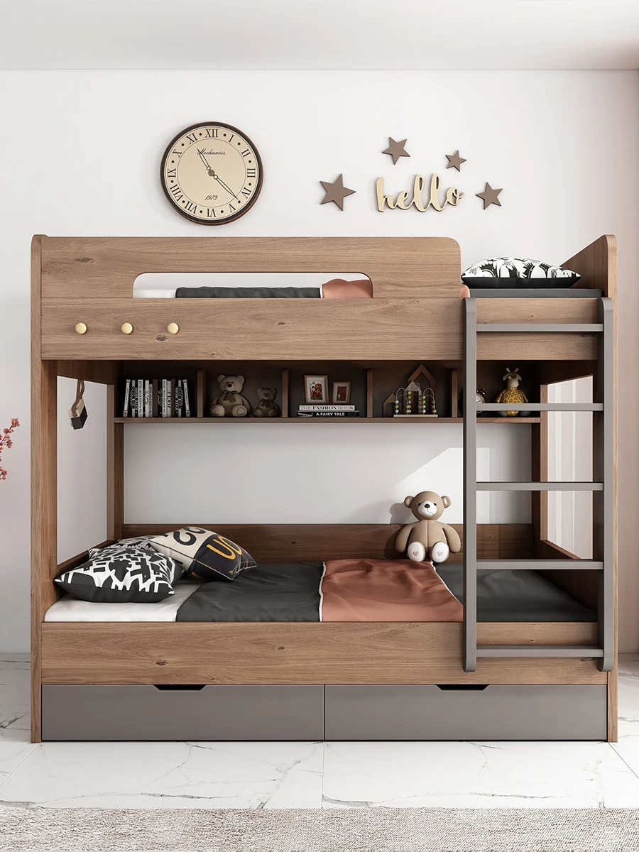 Same width double decker parallel high and low bed adult upper and lower bunk bed children\'s bed modern mother child bed adult