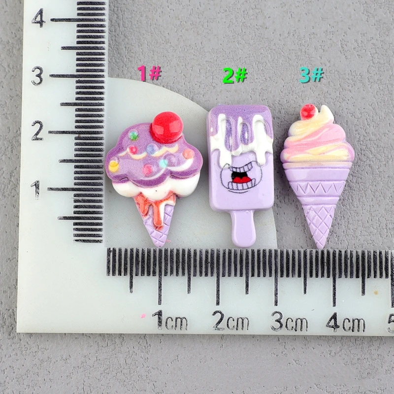 Ice Cream Resin Flatback Cabochon for DIY Jewelry Wholesale Foods Play Resin Home Decoration Accessory Ornament Embellishment