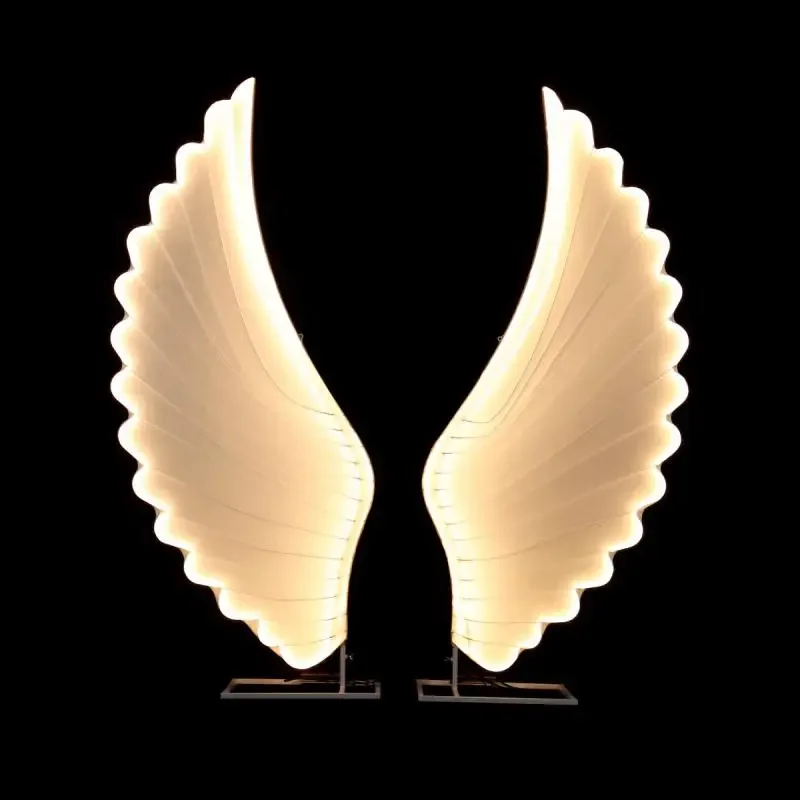 

LED Glowing Angel Wings Wedding Decoration Backdrop Props Pathway Guide for Wedding Hall Mall Event Venue Setup 2pcs