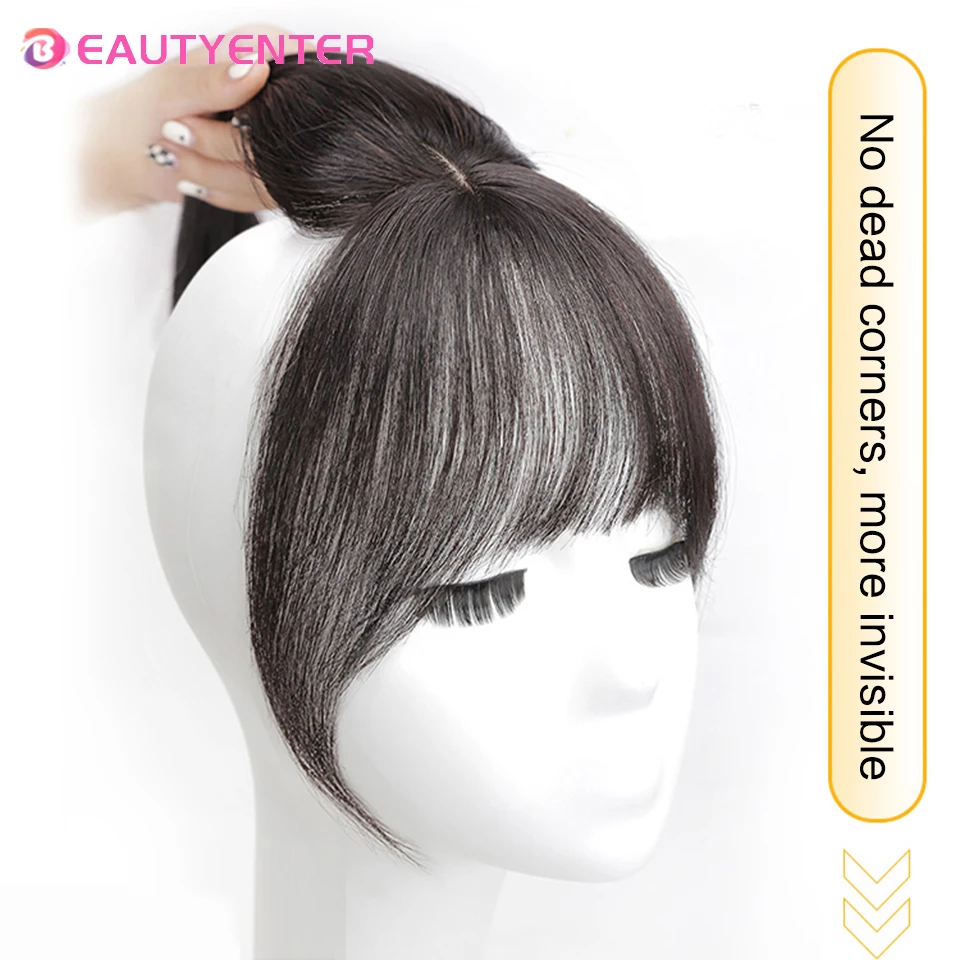 BeautyEnter-Extension de cheveux frange synthétique, fausse frange, pince à cheveux, perruques haute température, air français