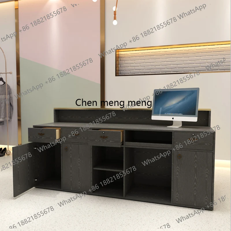 Stainless steel bar checkout page store small clothing store simple modern front desk barber shop beauty salon reception desk