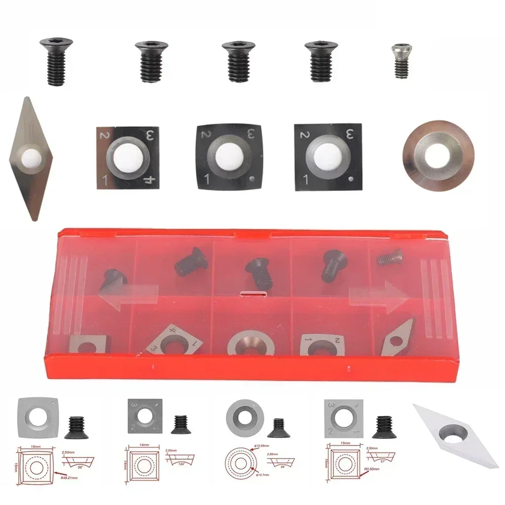 10PCCarbide Tips Inserts Blades For Chisel Cutter Wood Turning Lathe Holder-Tool Carbide Tips Inserts Blade Cutter Lathe Turning