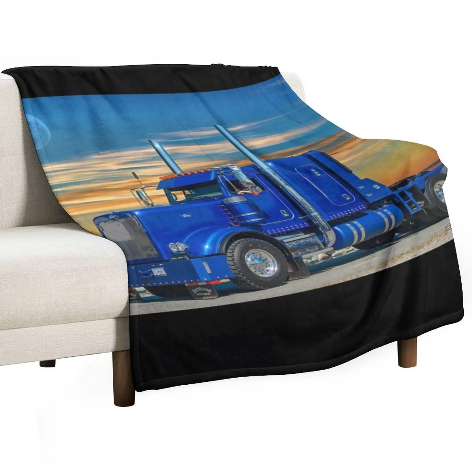 

Blue Peterbilt Throw Blanket Fade Resistant Durable Throw Blanket
