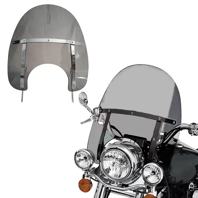 

Motorcycle 15 Inch Smoke Detachable Windshield Windscreen Fits for Harley Touring Road King Classic FLHR FLHRCI 1994-2024