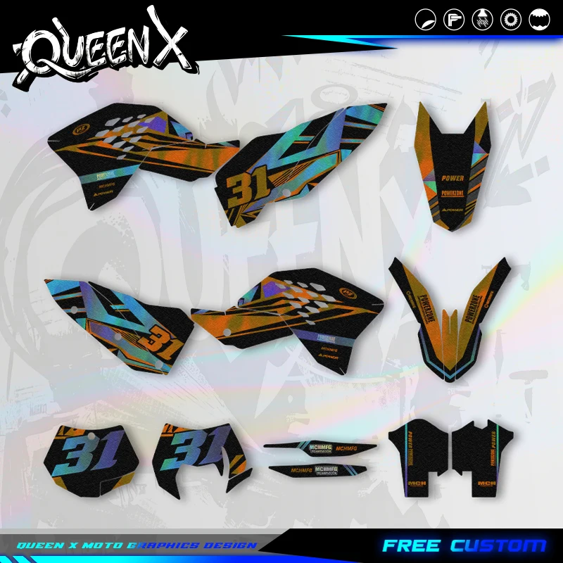  QUEEN X MOTO For KTM SX SXF 2007 2008-2010 EXC XCW 2008- 2011 Motorcycle Graphics Background Decal Stickers Kit
