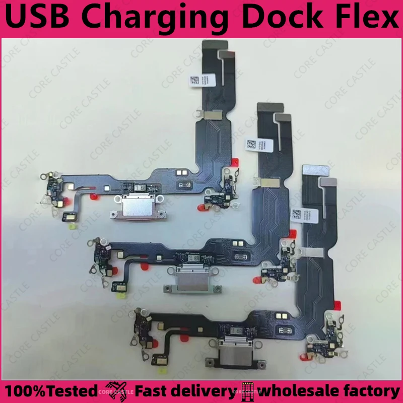 

For iPhone 15 Plus USB Charging Port Connector Phone Charger Dock Jack Plug Socket Flex Cable Board Microphone Headphone With ic