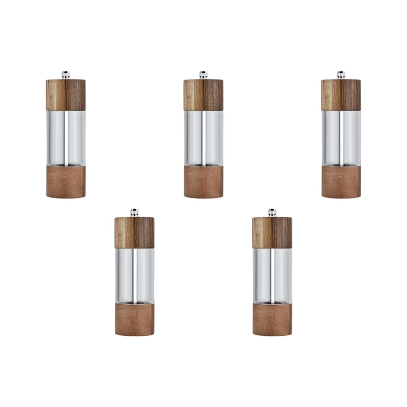 5X Pepper Grinder Transparent Pepper Mill Salt Grinding Ceramic Core Multipurpose Seasoning Bottle Cruet 6 Inches