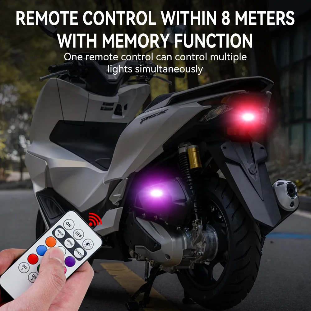 

2/4pcs Wireless LED Strobe Lights Car Decor Atmosphere Light, 8 Colors Rechargeable Led Lights Anti-Collision LED Warning Light