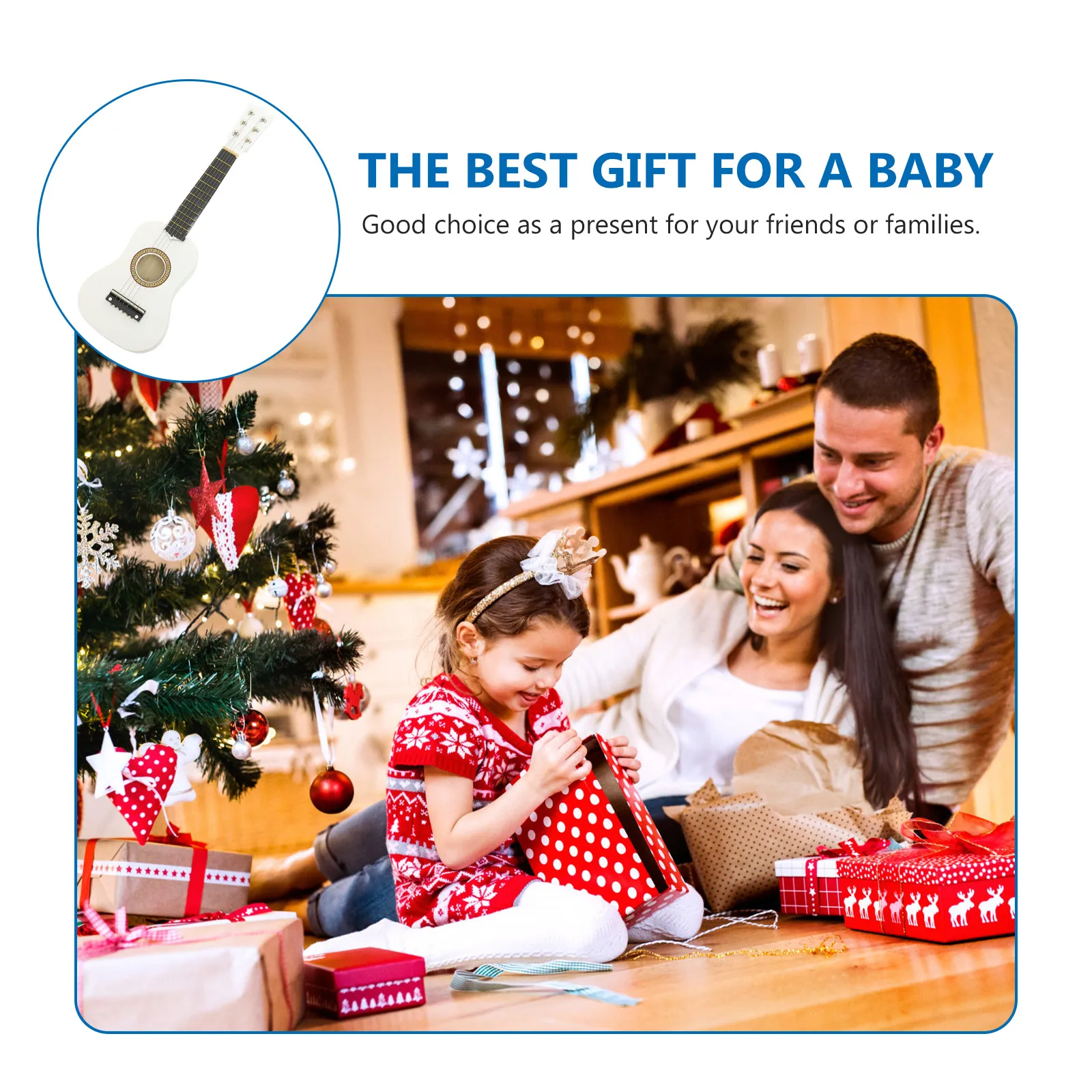 

21 Inch Guitar Acoustic Musical Folk Guitar Instruments Toy White Beginner Folk Guitars Travel Ukulele Toddler Gifts
