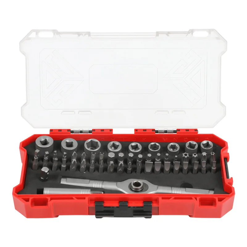 52-Piece T-Handle Ratchet Wrench Drill Bit Screwdriver Set with Anodized Steel Handle DIY Grade Various Bit Sizes