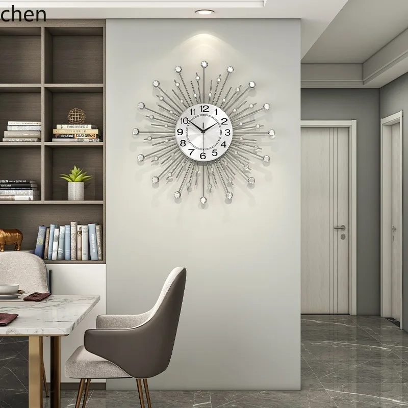 YFY Iron Art Wall Clock for Living Room, High-end Creative Starry Sky Round Clock, Home Decorative Wall Clock