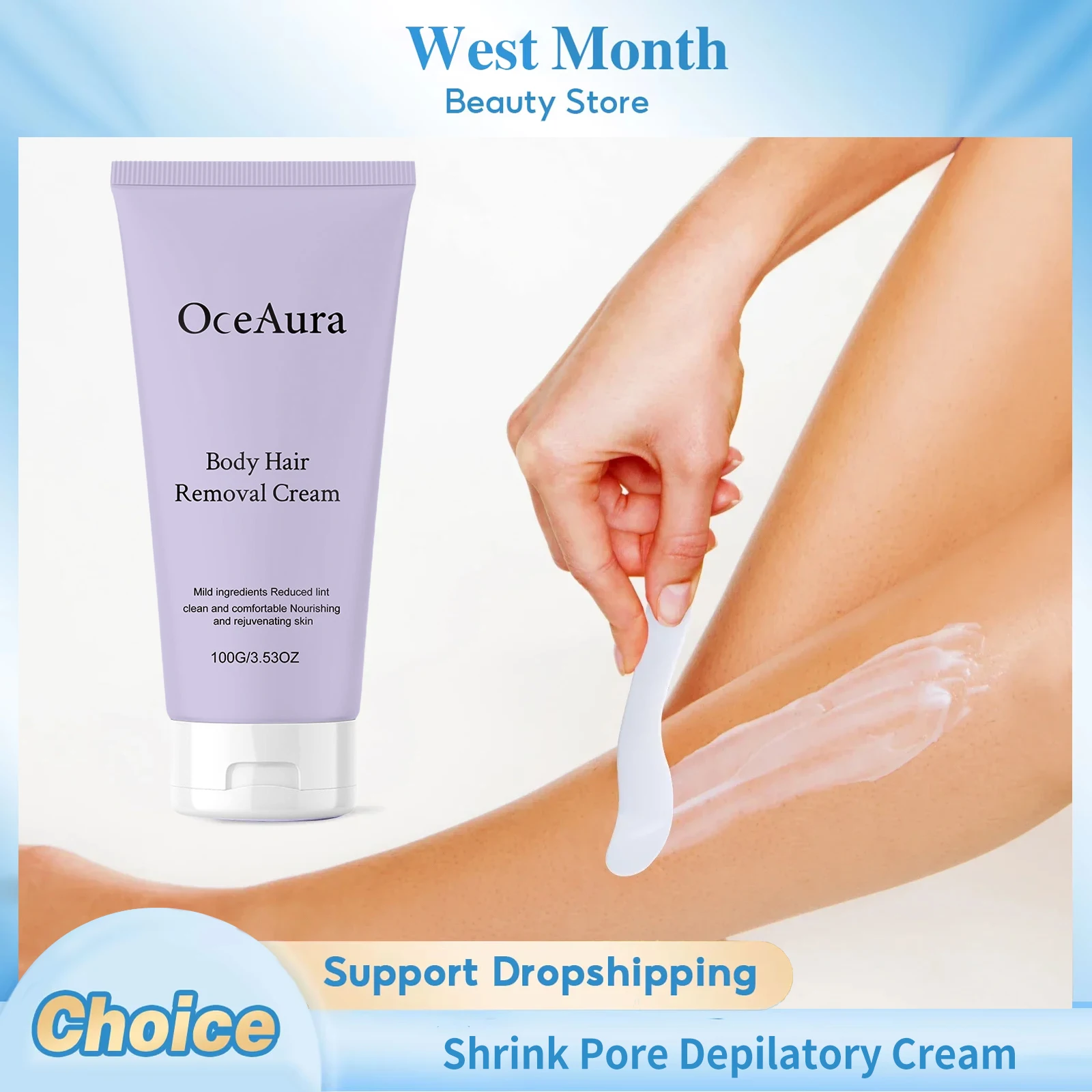 Body Hair Removal Cream Non-Irritating Shrink Pore Refreshing Smoothing Soothing Deep Nourishing Moisturizing Depilatory Cream