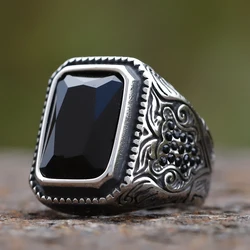 New Unique Design 316L Stainless Steel Turkish Stone Ring CZ Ring For Men High Quality Zircon Jewelry Gift