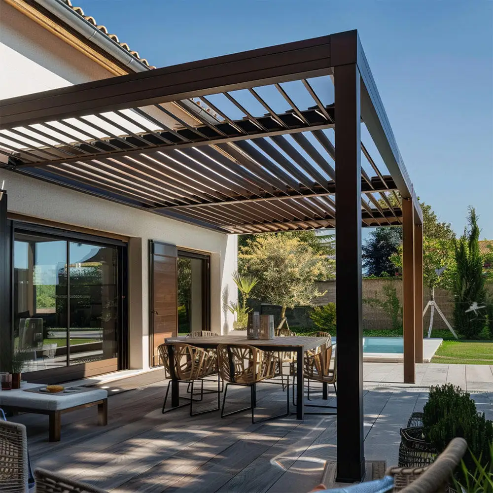 Household Backyard Install Against The Wall Aluminum Pavilion Anti Rust Treatment Sunshade Pergola High End Villa Gazebo