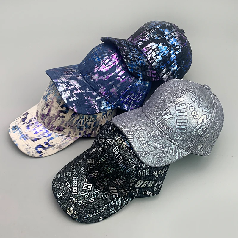 New Kpop Street Shiny Graffiti Tie-dyed Men Women Baseball Hats Cotton Comfortable Streetwear Ins Fashion Sport Hip Hop Caps