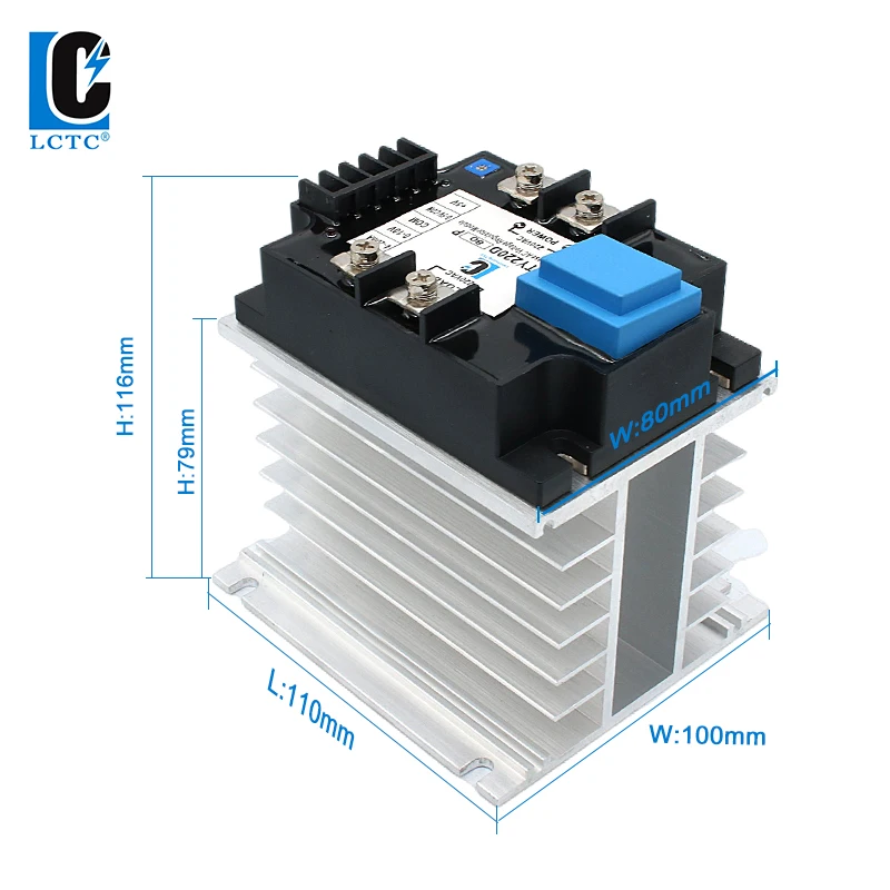 LCTC Single Phase AC Voltage Regulator Relay Module With Heat Sink 220V 380V 60A 80A Enhanced Isolation Power Stabilizer DTY