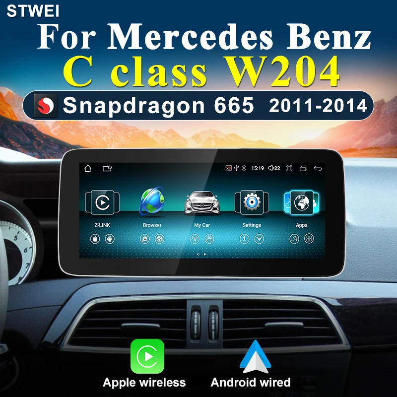 Untuk Mercedes Benz C Class W204 S204 Snapdragon 665 pemutar Video Multimedia Radio mobil navigasi GPS Apple Carplay4GWIFI nirkabel