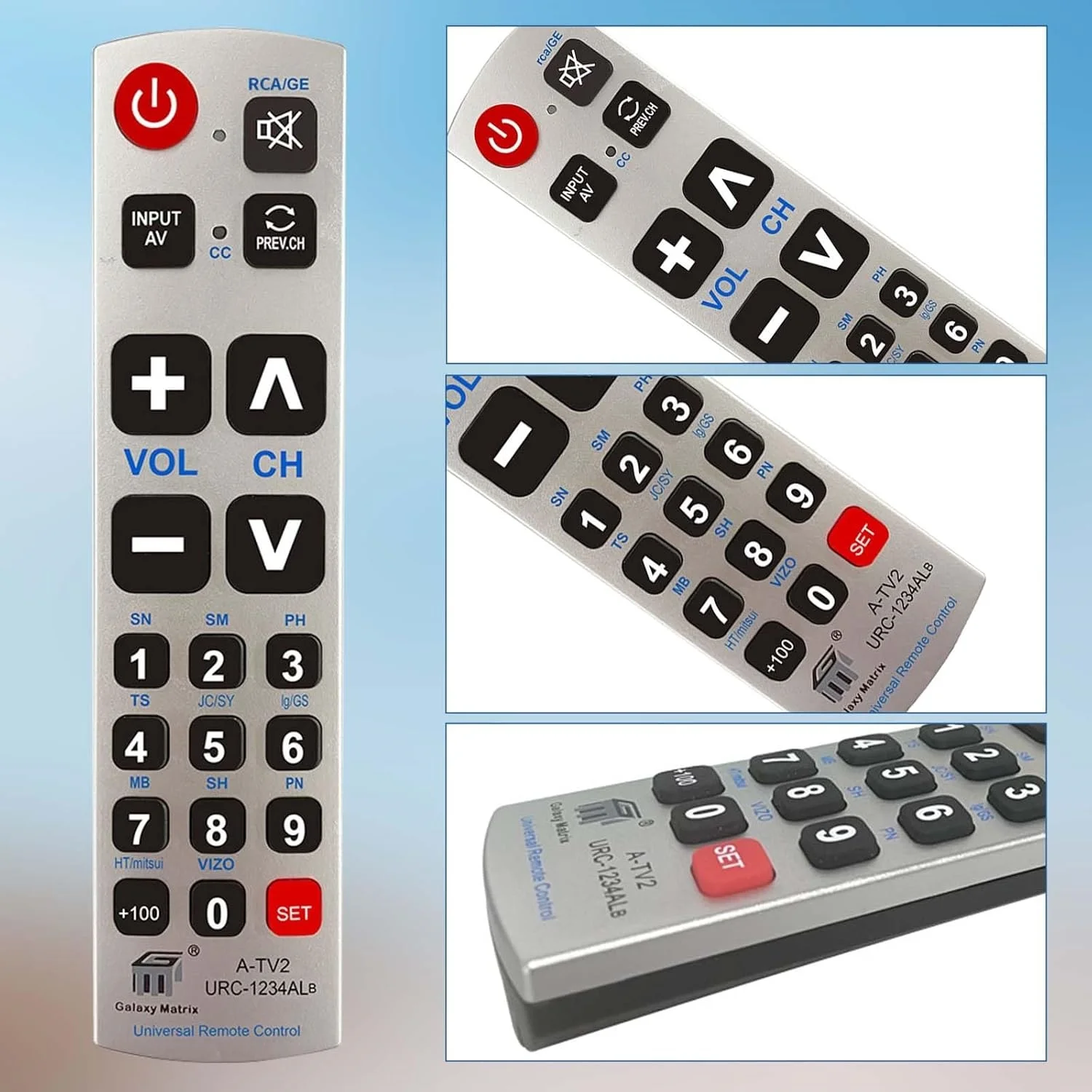 استبدال جهاز التحكم عن بعد العالمي بزر كبير A-TV2 يستخدم لـ L&G Sam*sung So*ny والمزيد من العلامات التجارية التلفزيونية أفضل لكبار السن #4