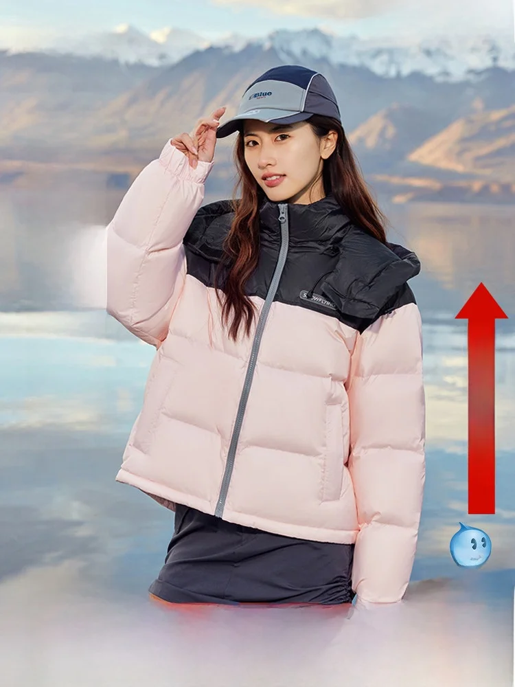 

Женская утепленная куртка Snow Flng Spring 2026, красная, с пуховым наполнителем, модная, с комбинированными вставками, морозостойкая, уличный стиль, свободный крой