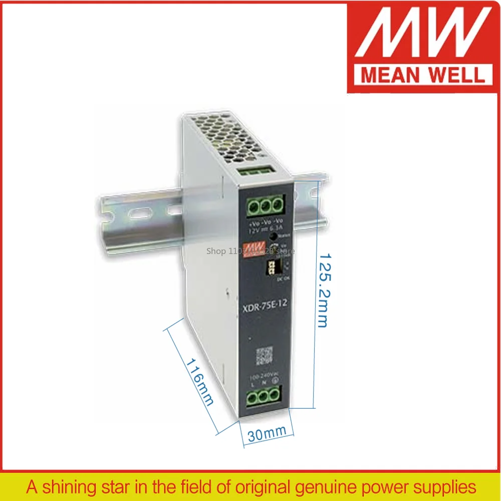 

MEAN WELL 75 Вт AC/DC Экономичная сверхтонкая промышленная рельсовая мощность DIN XDR-75E-12 XDR-75E-24 XDR-75E-36 XDR-75E-48 XDR-75E