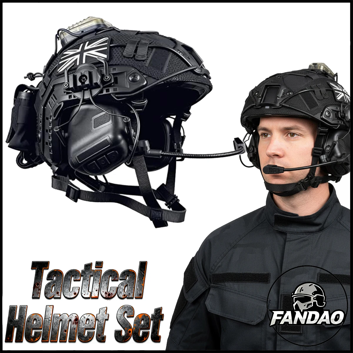 

Набор быстрых тактических шлемов с гарнитурой 5 в 1, улучшенный регулируемый чехол для шлема для страйкбола, косплея, военное тактическое снаряжение
