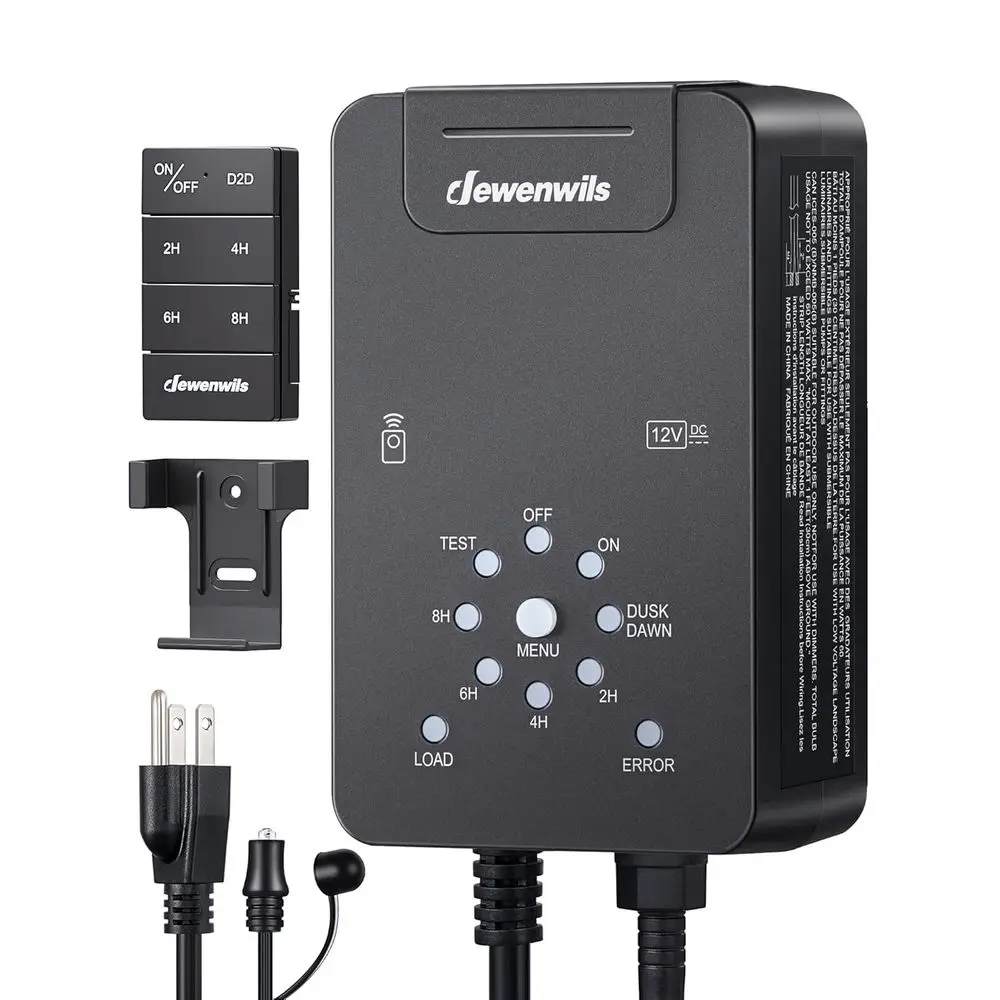 

60W Low age Transormer with Remote Control, 120V AC to 12V DC, Dusk to Sensor & Timer, Weatherproo Low age Landse Transormer or