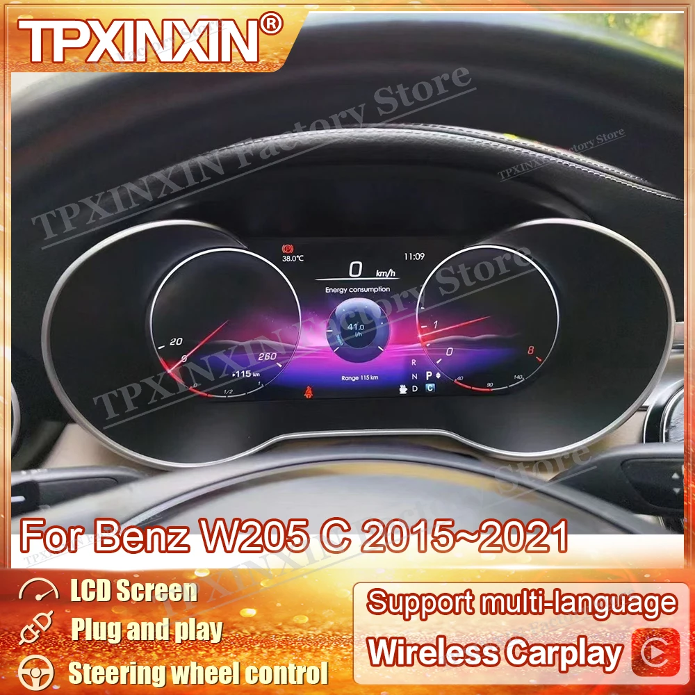 

12.3 Inch Linux System Digital LCD Virtual Cluster Cockpit Android For Benz W205 C 2015~2021 Dashboard Panel Speed Meters