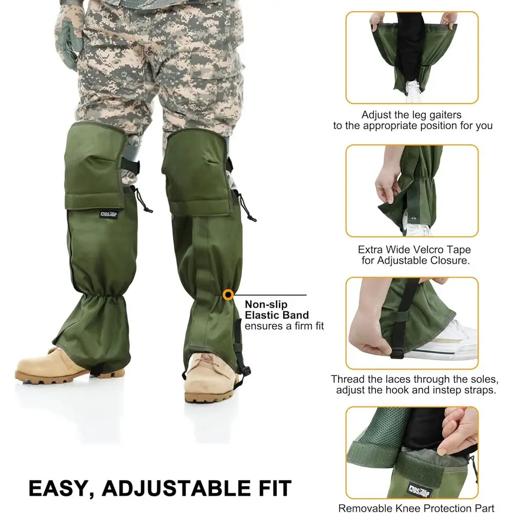 MDSTOP Hiking Gaiters, Waterproof Leg Guards for Men & Women, Snow Boot Gaiters, Lawn Care Leg Protection, for Hunting, Hiking,